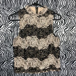 Kensie princess fitted blouse black & cream lace